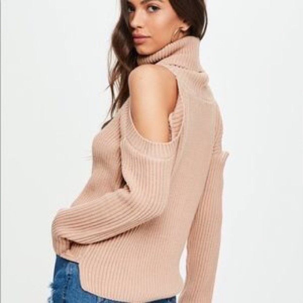 Missguided Cold Shoulder Turtle Neck Sweater